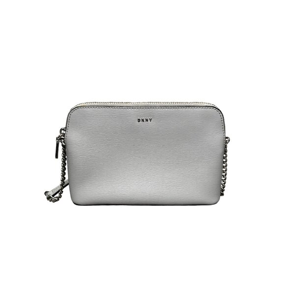 DKNY Silver Crossbody Bag With Chain Strap & Adjustable Leather Strap - Picture 3 of 14
